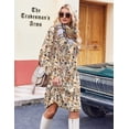 thumbnail image 5 of Zeagoo Fall A Line Dress for Women Long Sleeve Casual Printed Dresses V Neck Tunic Boho Dress, 5 of 6