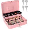 thumbnail image 1 of Cash Box with Money Tray and Lock Metal Money Box for Cash Register Large Cash Lock Box for Money Includes Slots Coin Tray Bill Slots Keys .x .x .Bla, 1 of 7