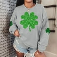 thumbnail image 4 of St Patrick's Day Sweatshirt Women Shamrock Sequin Pullover Lucky Clover Hoodie Holiday Long Sleeve Tops Gray S, 4 of 4