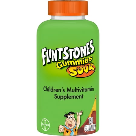 Flintstones Sour Gummies Children's Multivitamins, Kids Vitamin Supplement with Vitamins C, D, E, B6, and B12, 180 Count