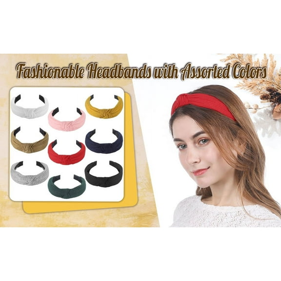 12 Pack Headbands for Women, Non-slip Knotted Headbands with Soft Fabric, Womens Headbands Wide Headbands Fabric Headbands for Girls Hair Accessories for Women