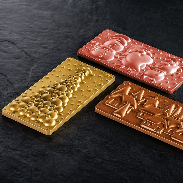 Pavoni PC5039 Polycarbonate Chocolate-Bar Mold with 3 Xmas Friends  Cavities, Each 77mm x 154mm x 13mm High