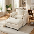 thumbnail image 4 of Accent Chair with Ottoman, Modern Lounge Club Chair, Chenille Upholstered Armchair with Footrest, Comfy Reading Chair for Living Room Bedroom Small Space, Beige, 4 of 15