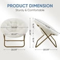 thumbnail image 2 of CONCETTA Saucer Chairs,Faux Fur Lounge for Bedroom Living Room Flexible Folding Seating for Adults,Soft Padded and Metal Frame Modern for Home Office, White, 2 of 6