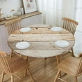 thumbnail image 4 of Rustic Wood, Elastic Fitted Edged Round Tablecloth Waterproof Anti-Shrink Soft Polyester Table Cloth Washable, for Banquet Home Indoor or Outdoor, Tablecloth Size 54"(Fit for 42.2"-46.1" Table), 4 of 4
