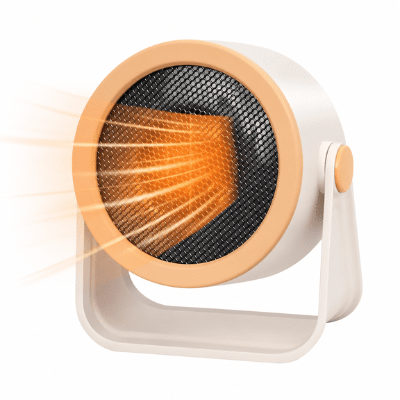 Small Ceramic Space Heater for Indoor Use, Portable Electric Desk Heater for Office and Bedroom, 2 Heat Settings, 90° Tilt