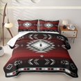 thumbnail image 2 of Erosebridal Red Southwestern Tribal Aztec Quilt King for Women Men, Hippie Arrow Asbtract King Coverlet Set, 3pcs, 2 of 7
