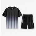 thumbnail image 7 of Men's Workout Outfit Sets Mesh Breathable Quick Dry T-Shirt and Elastic Shorts 2-Piece Running Fitness Exercise Set Gradient Color Athletic Sportswear for Men, 7 of 7