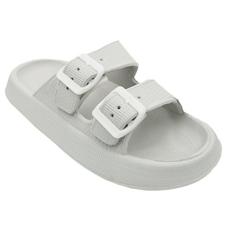 

LAVRA Womens Cloud Slides Double Buckle Adjustable Sandals EVA Pillow Slippers Flatform