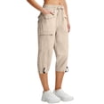 thumbnail image 2 of HKYNLAG Women's Cargo Capri Pants Lightweight Quick Dry Jogger Pants Hiking Travel Summer Pants for Outdoor with Pockets Khaki L, 2 of 6