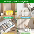 thumbnail image 4 of 8 Pack Clear Plastic Storage Bins with Handles, 4 Large & 4 Small Stackable Organizer Bins for Fridge, Pantry, Kitchen, Non-Slip Bottom Transparent Storage Containers, 4 of 8