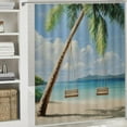 thumbnail image 6 of Patifu Palm Tree Beach Bathroom Décor Set with Hooks Graphic Print Polyester Fabric Fashion Shower Curtain Waterproof Chic Modern Bathroom Decor - 100% Polyester Fiber 69"x72, 6 of 7