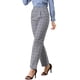 thumbnail image 4 of Pantalones largos rectos de cintura elástica con botones y cremallera de cuadros para mujer INSPIRE CHIC XL gris oscuro, 4 of 7