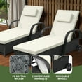 thumbnail image 4 of Uforic Outdoor Rattan Chaise Lounge with Cushions, Built-In Storage, Beige & Black, 1Pcs, 4 of 9