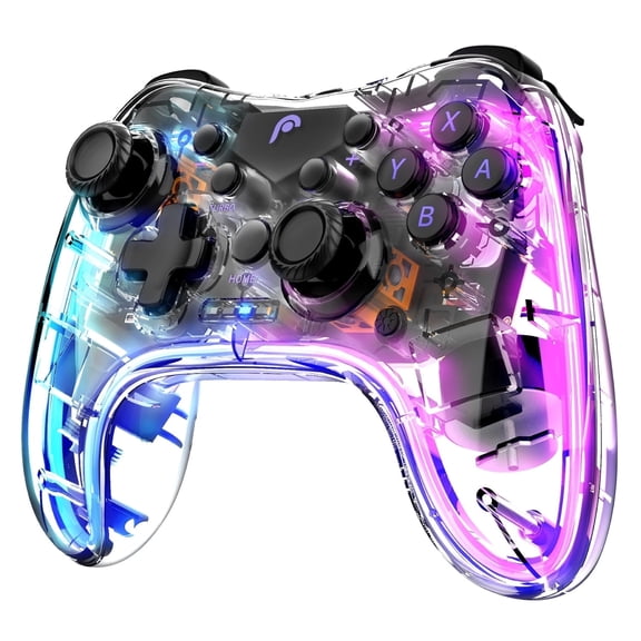 Fosmon Wireless Pro Controller for Switch 2/Switch/Lite/OLED, Rechargeable Gamepad with RGB Lighting, 6-Axis Gyro, 4 levels Vibration and Turbo for Nintendo Switch 2 Controller