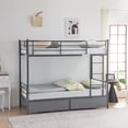 thumbnail image 4 of Ktaxon Metal Twin over Twin Bunk Bed with 2 Drawer & 2 Ladders for Bedroom, Gray, 4 of 7