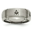 thumbnail image 1 of Titanium Beveled Edge 8mm Laser Design Brushed & Polished Band Size 8.5, 1 of 3