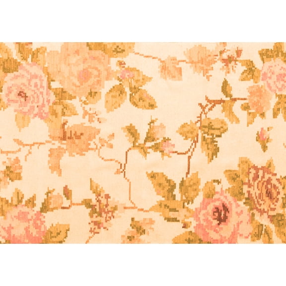 Ahgly Company Indoor Rectangle Floral Orange Coastal Area Rugs, 5' x 7'