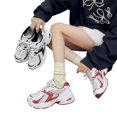 thumbnail image 6 of Domzle Womens Chunky Fashion Sneakers Casual Sports Shoes Mesh Breathable Athletic Gym Workout Tennis Shoe Platform Thick Walking Shoes Red 38, 6 of 6