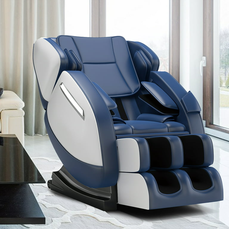 Real Relax Massage Chair, Full Body Recliner with Zero Gravity Chair, Air  Pressure, Bluetooth, Heat and Foot Roller Included, Blue 