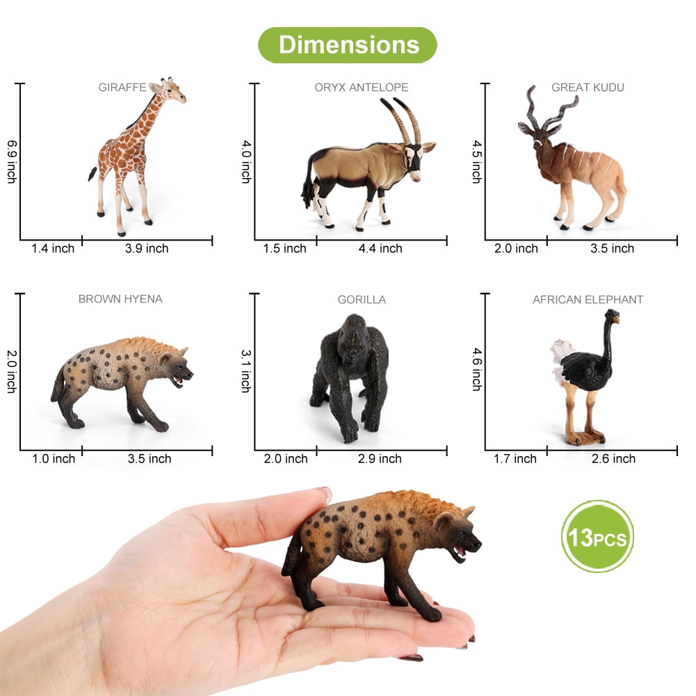 Volnau Safari Animal Figurines Toys 13PCS Africa Figures Preschool Education Lion Jungle Forest King