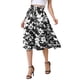 thumbnail image 4 of Falda Midi Floral INSPIRE CHIC para Mujeres, Verano, Cintura Elástica, Casual Elegante, Falda A-line Boho, L Negro, 4 of 6