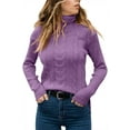 thumbnail image 2 of Sherrylily Women Turtleneck Sweaters Long Sleeve Cable Knit Jumper Pullover, 2 of 5