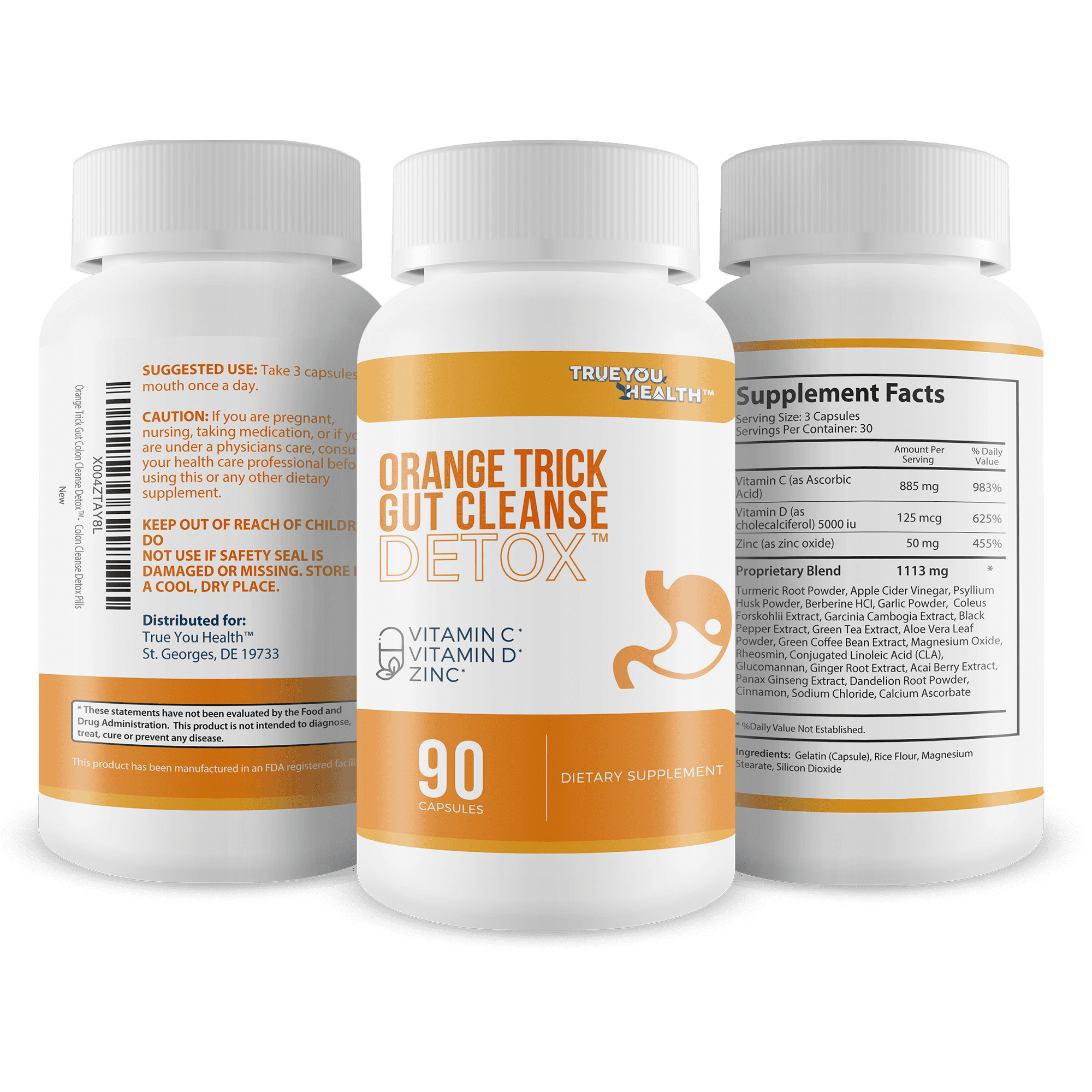 Orange Trick Gut Cleanse Detox - Our Best Bloat Blasting Colon Cleanse Detox Supplement - Advanced Herbal Colon Cleanse Formula - Slim Gut Cleanse to Reduce Bloating - Colon Cleanse Capsules