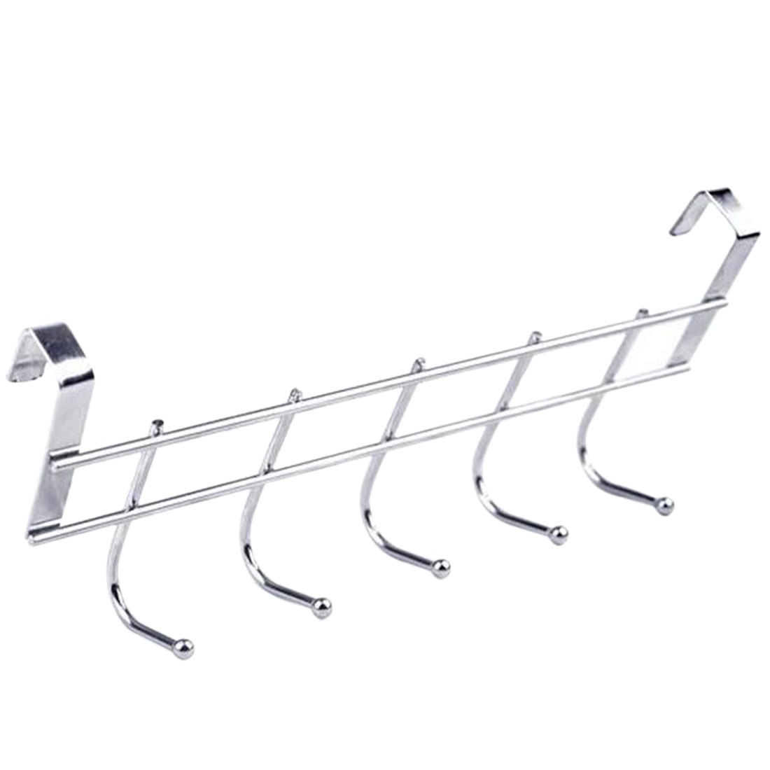 Thickened NailFree Stainless Steel Over The Door Hook Hanger with 5