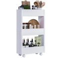 thumbnail image 2 of SIMPLE ESPACIO Carrito Organizador Delgado de 3 Niveles con Asa,Carritos Organizador con Ruedas Cocina Peque&ntilde;o para Lugares Estrechos,Carrito Auxiliar para Espacios Reducidos(Color Blanco), 2 of 7