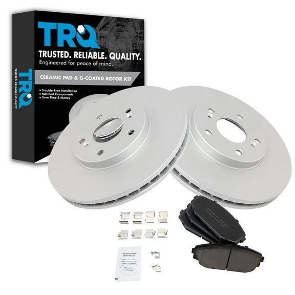 TRQ Front Brake Pad & Rotor Kit Brake Pads Brake Rotor Ceramic Premium G-Coated Fits Select 2001-2002 Acura MDX 1999-2004 Honda Odyssey
