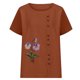 thumbnail image 2 of Camiseta Casual de Manga Corta con Botón de Cuello Redondo de las Mujeres, Tops Cortos para las Mujeres, 2 of 3