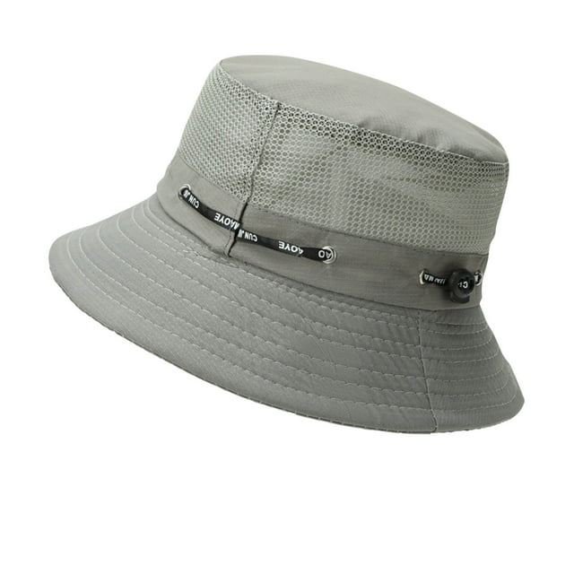 Wdhugt Mens Solid Color Sun Hat With Drawstring And Mesh Design For Breathable Sun Protection Fisherman Hat One Size Head 21.26 22.83 Inches In Gray Gray