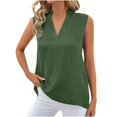 thumbnail image 2 of Njoeus Workout Tops for Women Off The Shoulder Tops for Women Linen Shirts for Women, Women's Plain V-Neck T-Shirt Sleeveless Cotton Top Trendy Blouse for Work Casual Plus Size Tank Tops for Women On, 2 of 9