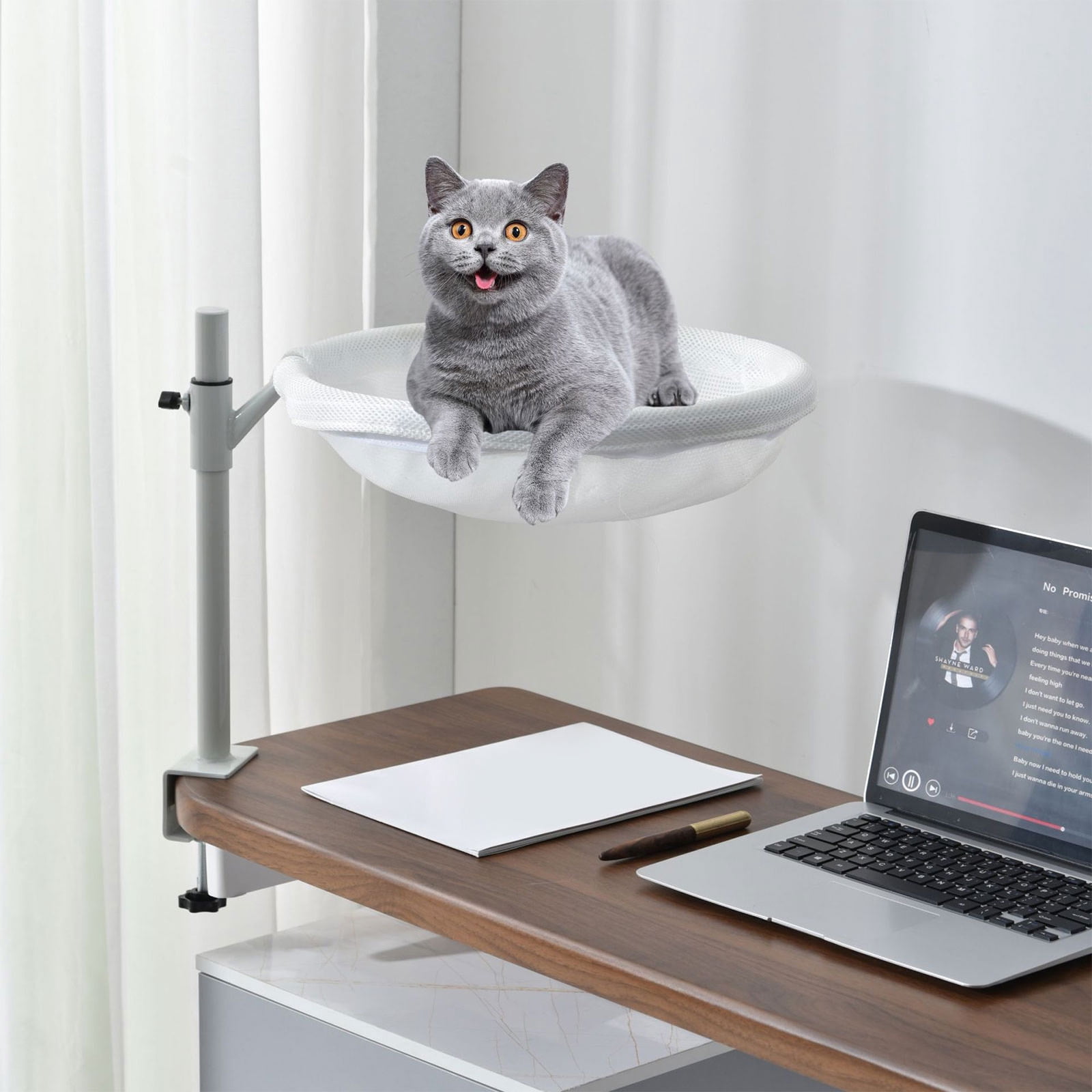 Thick Desktop Cats Perches Secure Mounting Space Saving Antislip Base Adjustable Cats Hammocks Perches
