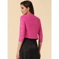 thumbnail image 4 of Cárdigans elegantes con cuello redondo y mangas 3/4 de encaje transparente para mujer Rosa Caliente S, 4 of 5