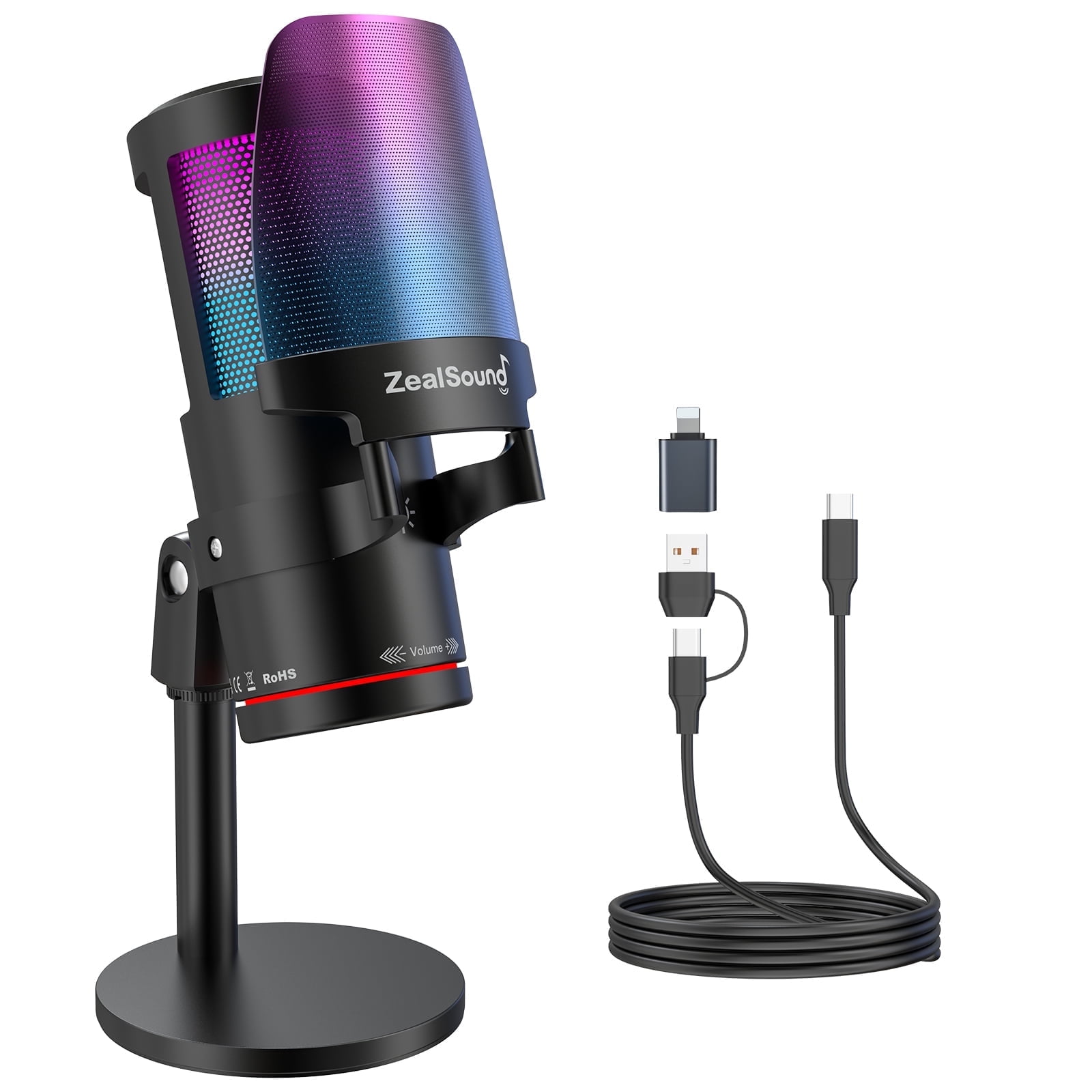 ZealSound Gaming USB Microphone with RGB Light and Noise Cancel photo 1