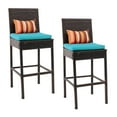 thumbnail image 3 of HARBOURSIDE Rattan Patio Bar Stool with Cushion Set of 2 Blue, 3 of 7