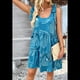 thumbnail image 4 of Vestido Corto Plisado Sin Mangas Informal de Verano para Mujer Azul L, 4 of 7