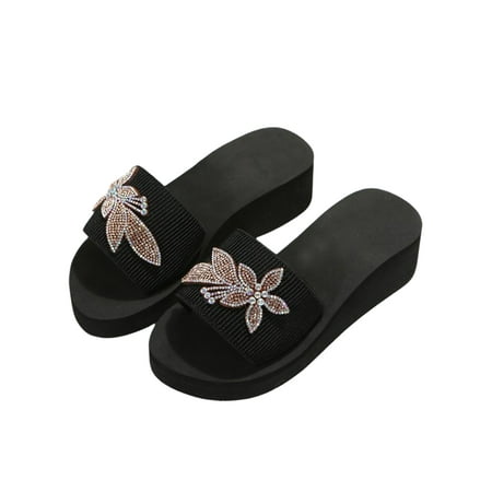 

Ymiytan Ladies Slides Platform Sandal Summer Wedge Sandals Indoor Outdoor Fashion Comfort Beach Slide Slippers Black 5