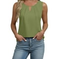 thumbnail image 3 of Jinhomg Womens Cotton Linen Tank Top Sleeveless Keyhole Tops Dressy Casual Pleated Tunic Blouses Green XL, 3 of 7