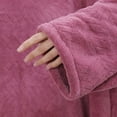 thumbnail image 4 of successthop Womens Fleece Nightgown with Hood Fuzzy Pajamas Pullover Warm Color Block Bathrobe with Pockets Purple, 4 of 9