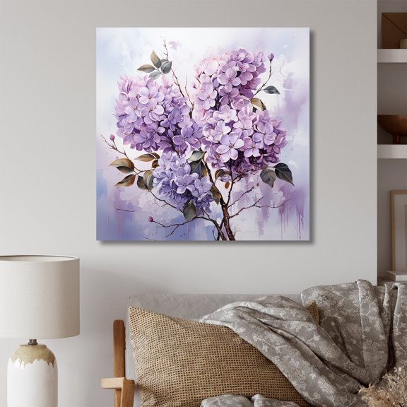 Designart "Minimalist Elegance In Dreamscape Lilac Bouquet I" Lilacs Wall Art Prints