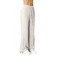 thumbnail image 4 of KDDYLITQ Womens Flare Sweatpants High Waist Drawstring Yoga Pants Wide Leg Baggy Bell Bottoms Trendy Size Plus Trousers White 2XL, 4 of 5