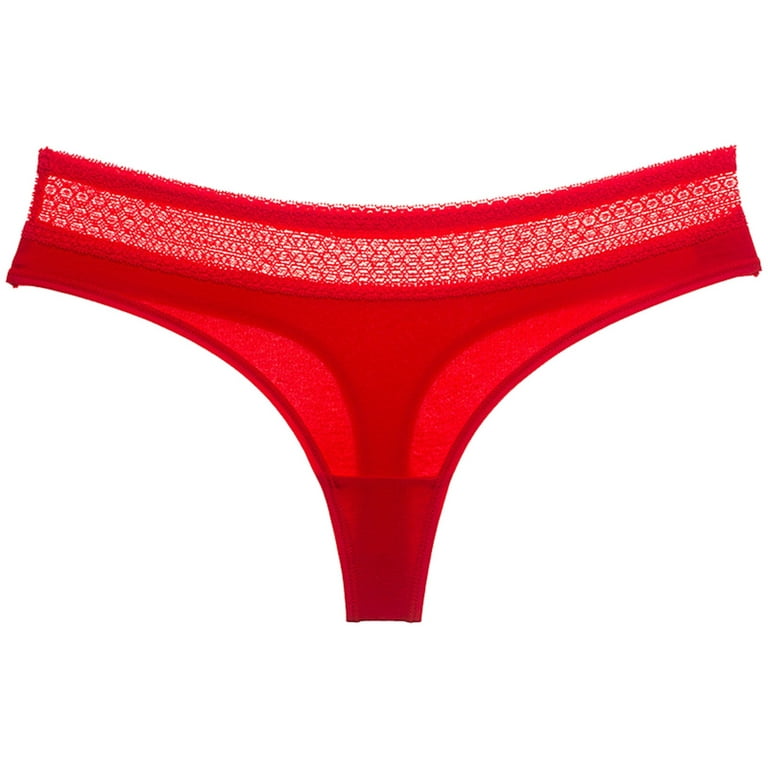 Zuwimk G String Thongs For Women,Womens High Waisted Underwear Cotton  Panties Red,L 