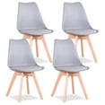 thumbnail image 1 of Set of 4 Dining Chair Mid Century Modern Shell PU Seat W/ Wood Leg-Grey, 1 of 11