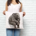 thumbnail image 3 of Throw Pillow Covers 16x16 Inch, Funny Elephants Decorative Pillow Cases for Couch Sofa Bed, Cute Art Fun Lovely Animals on Toilets Cotton Linen Square Home Decor Pillowcases with Hidden Zipper, 3 of 7
