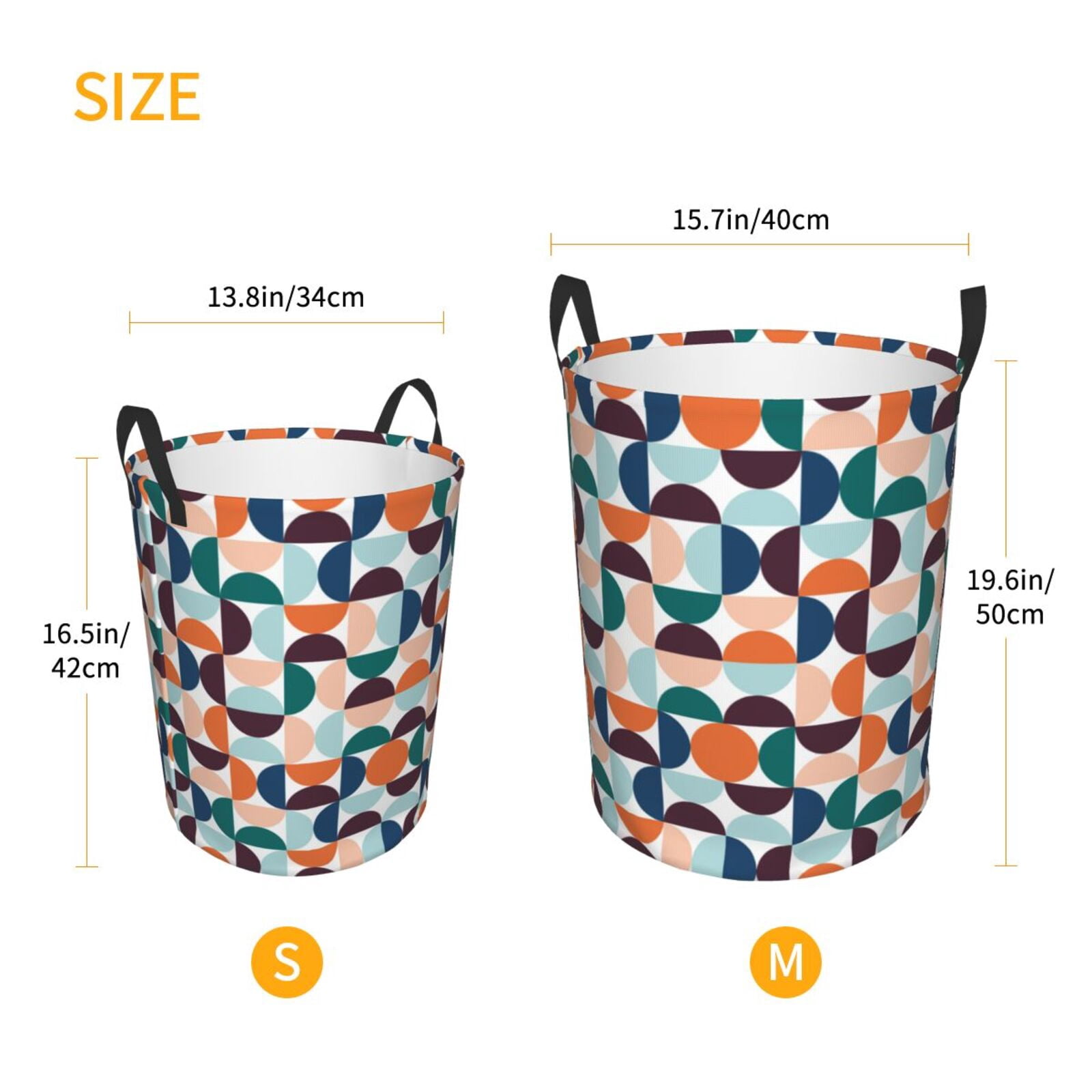 Large Laundry Basket with Handles - Geometry abstractly colorful Kids Baby Dirty Clothes Laundry Hamper for Bedroom Aesthetic