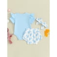 thumbnail image 4 of Jxzom Easter Outfit Baby Girl Short Sleeve 0 3 6 12 18 Months Bunny Carrot Romper Rabbit PP Shorts 3Pcs Summer Clothes Set, 4 of 8