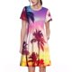 thumbnail image 1 of Easygdp Tropical Palm Tree at Sunset para Vestido Transpirable de Mujer, Vestido Suelto de Manga Corta con Pliegues y Bolsillos para el Verano, 1 of 6